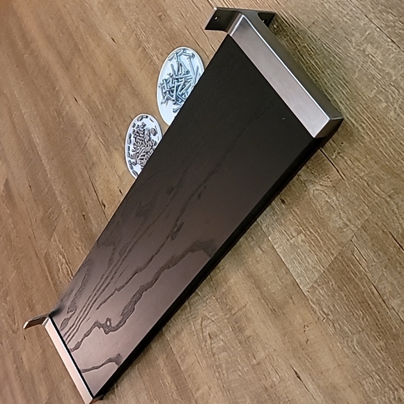 Floating shelves Like New black wood grain brushed aluminum ends set screws MINT - Picture 15 of 17